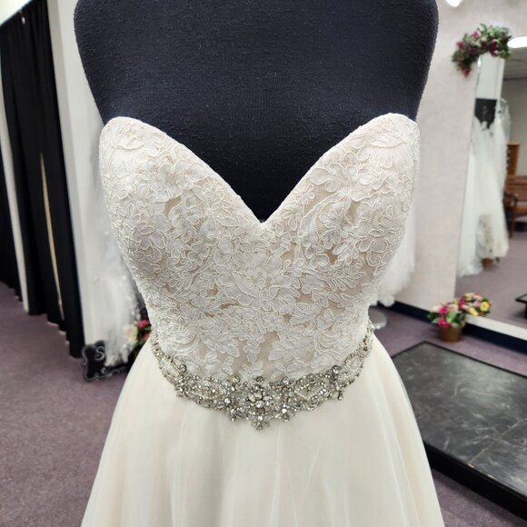 Demetrios 1479 Size 10 Ivory/Champagne Tulle/Lace Ballgown Bridal/Wedding Gown - Picture 2 of 8